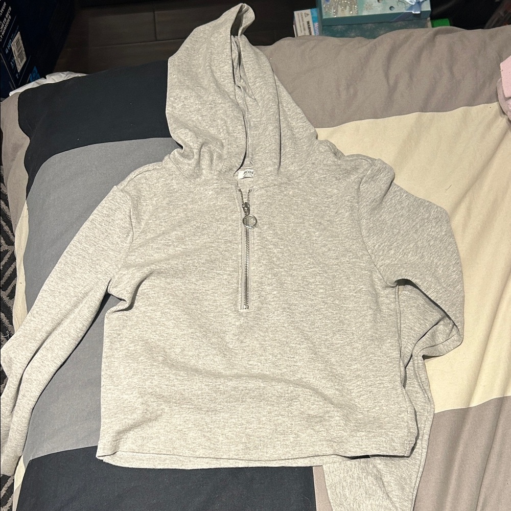 Ardene Light Gray Zip-Up Hoodie